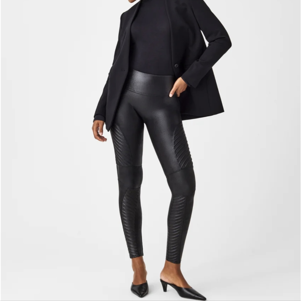 Faux leather moto leggings